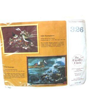 The Creative Circle SANDPIPERS 0326 Embroidery Kit Vintage 1983 New Old Stock